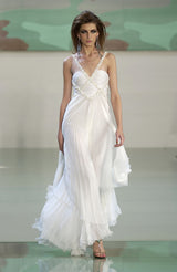 Incredible Spring 2003 Valentino Runway Black Silk Chiffon Dress w Black Beaded Detailing