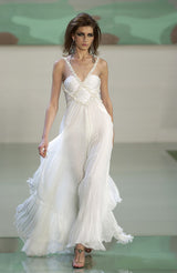 Incredible Spring 2003 Valentino Runway Black Silk Chiffon Dress w Black Beaded Detailing