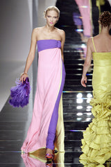 Prettiest Spring 2008 Valentino Runway Strapless Dress in Pink Yellow & Purple