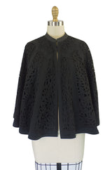 Victorian Black Cut Work Fine Wool Cape