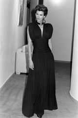 Resort 1986 Yves Saint Laurent Deep Plunge Front Blue Draped Silk Jersey Dress