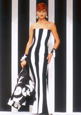 Instantly Recognizable Spring 1992 Valentino Strapless All White Vertical Paneled Dress