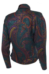 1980s Emanuel Ungaro Printed Silk Wrap Top w Matching Tie