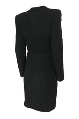1990s Christian Dior Chic Black Jacket & Skirt Suit w Waist Detailing