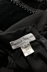 1980s Isabel Allard Paris Plunge Dress w Velvet and Huge Tassel Detail