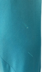 1970s Halston Vivid Turquoise Color One Shoulder Jersey Dress