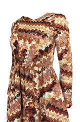 1967 Unlabeled Geoffrey Beene Silk Pink & Taupe Metallic Brocade Dress