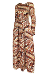 1967 Unlabeled Geoffrey Beene Silk Pink & Taupe Metallic Brocade Dress