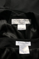 1990s Christian Dior Chic Black Jacket & Skirt Suit w Waist Detailing