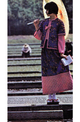 Rare 1971 Marion Foale and Sally Tuffin Blue Floral & Red Checked Pant Jacket & Hat Set