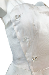 Fall 1952 Christian Dior Haute Couture Ivory Silk Button Dress w Underskirts