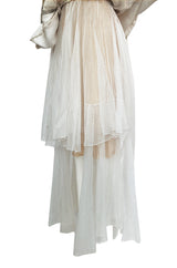 Fall 1952 Christian Dior Haute Couture Ivory Silk Button Dress w Underskirts