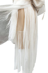 Fall 1952 Christian Dior Haute Couture Ivory Silk Button Dress w Underskirts