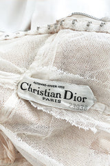 Fall 1952 Christian Dior Haute Couture Ivory Silk Button Dress w Underskirts