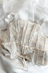 Fall 1952 Christian Dior Haute Couture Ivory Silk Button Dress w Underskirts