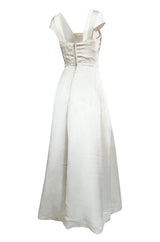 Fall 1952 Christian Dior Haute Couture Ivory Silk Button Dress w Underskirts