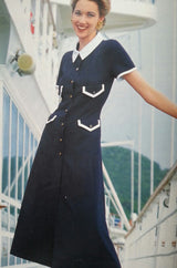 Chanel 1993 Navy & White Waffle Weave Runway Dress