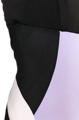 Recent Versace Purple Curved Panel w Netted Sides Stretch Bandage Dress