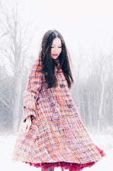 Early 1960s Christian Dior Pink & Coral Textured Weave Boucle Swing Coat