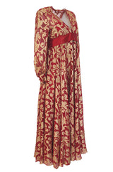 1960s Christian Dior By Marc Bohan Red & Gold Lamé Metallic Dress