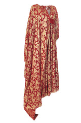 1960s Christian Dior By Marc Bohan Red & Gold Lamé Metallic Dress