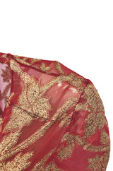 1960s Christian Dior By Marc Bohan Red & Gold Lamé Metallic Dress