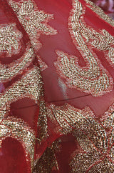 1960s Christian Dior By Marc Bohan Red & Gold Lamé Metallic Dress