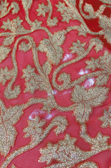 1960s Christian Dior By Marc Bohan Red & Gold Lamé Metallic Dress