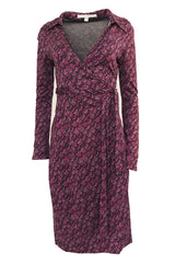 Early 2000s Diane von Furstenburg Purple Print Silk Jersey Wrap Dress