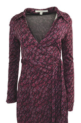 Early 2000s Diane von Furstenburg Purple Print Silk Jersey Wrap Dress