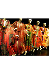 1975 Thea Porter Exhibited Green Multi Textile Abaya Caftan Dress