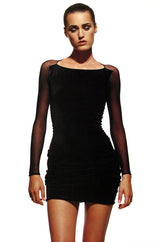 c.1990 Giorgio di Sant Angelo Black Stretch Net Multi Length Dress