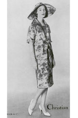c1958 Christian Dior NY Floral Print Silk Dress & Jacket
