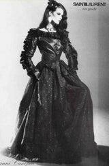 1981 Yves Saint Laurent Embroidered Silk Taffeta Full Maxi Skirt