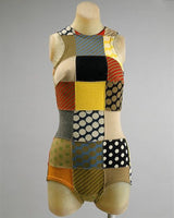 Rare S/S 1963 Patchwork Rudi Gernreich Bathing Set w Fringe Belt