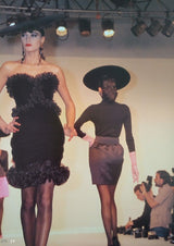 Fall 1987 Yves Saint Laurent Strapless Velvet & Silk Organza Ruffled Dress