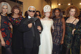 Striking Fall 1997 Chanel by Karl Lagerfeld Runway Watercolour Black Dress w Bead Detail