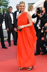 c.1978 Halston One Shoulder Draped Pink Nylon Jersey Full Length Maxi Dress