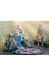 Spring 1999 Oscar De La Renta Pale Green Striped Silk Taffeta Billowing Over Dress & Pant Set