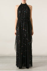 Resort 2014 Givenchy by Riccardo Tisci Backless & Caped Panel Silk Chiffon Dotted Confetti Print Dress