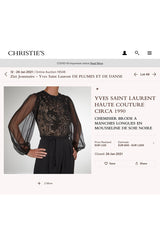 Early 1980s Yves Saint Laurent Haute Couture Hand Embroidered & Beaded Silk Chiffon Top