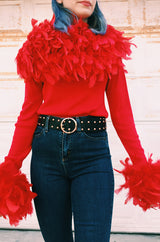 1980s Guy LaRoche Dramatic Feather Sweater