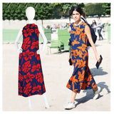 1960s Red & Blue Cotton Hawaiian Maxi Dress