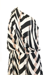 Spring 2015 Alber Elbaz for Lanvin One Shoulder Chevron Striped Jersey Dress