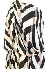 Spring 2015 Alber Elbaz for Lanvin One Shoulder Chevron Striped Jersey Dress