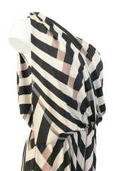 Spring 2015 Alber Elbaz for Lanvin One Shoulder Chevron Striped Jersey Dress