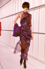 Fall 2000 Chanel by Karl Lagerfeld Runway One Shoulder Silk Chiffon Dress