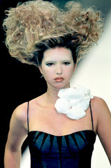 Spring 1999 Thierry Mugler Runway Documented Strapless Black & Ice Blue Chiffon Dress