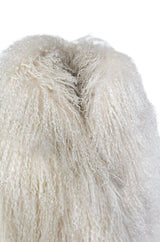 Original 1970s Fluffy Cream Ivory w Pink Undertones Mongolian Sheepskin Jacket