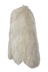 Original 1970s Fluffy Cream Ivory w Pink Undertones Mongolian Sheepskin Jacket